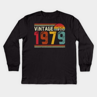Vintage 1979 Birthday Gift Retro Style Kids Long Sleeve T-Shirt